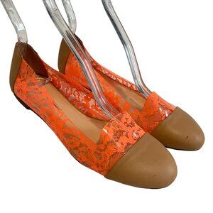 Loeffler Randall Beckett PVC flats clear orange plastic lace size 7.5 ballet